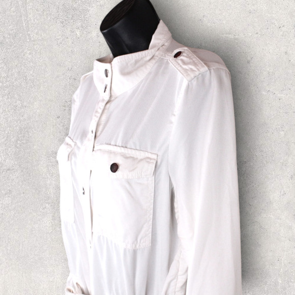 LOFT Utility Jacket Snap Button Drawstring in White Women's Size Small - Picture 9 of 15